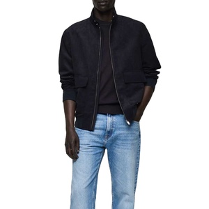 Chaqueta de Motocicleta de Gamuza Genuina para Hombre, Colección de Invierno, Cuello Alto, Cierre de Cremallera Frontal, Transpirable, Precio con Descuento, Gran Venta - Product Image 1