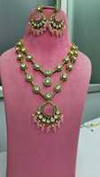 Ensemble collier et boucles d'oreilles traditionnels indiens de qualité supérieure pour femmes, pierres Polki, pour mariages, fiançailles, fêtes, cadeau - Magnifique laiton