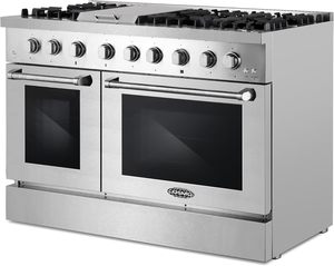 La mejor oferta para la nueva cocina de doble horno de doble combustible Lumin Collection 48 de 6.7 pies cúbicos con 6 quemadores sellados - Product Image 1