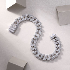 Or jaune Hip Hop Style VS1 Moissanite coupe ronde diamant glace cubaine lien Bracelet pour hommes 925 en argent Sterling à la mode fête - Product Image 6