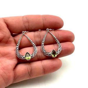Boho Style 925 Sterling Silver <b>Peridot</b> Gemstone <b>Earrings</b> Jewelry Handmade Silver <b>Earrings</b> Jewelry For Women Wedding Gift For Her - Product Image 1