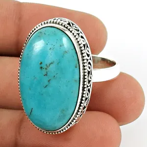 ฮิปฮอปอินเทรนด์ในแบบฉบับแหวนเงิน925สเตอร์ลิงสำหรับผู้หญิงเงินสีฟ้าครามแหวนขายส่งเครื่องประดับแฮนด์เมดแหวนปรับ - Product Image 1