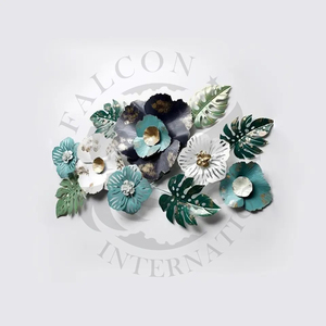 Directo de fábrica hecho a mano estilo moderno azul y blanco salvaje grande Floral Metal pared arte para el hogar Oficina café restaurante Decoración - Product Image 1