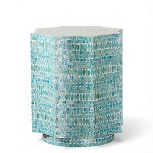 Tabourets élégants en nacre, meubles de siège en incrustation de coquillages faits à la main pour les intérieurs design - Product Image 1