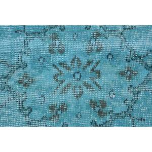 Tapis Turc Vintage 5.7 X 10.2ft Classique Bleu Laine Polyester Patchwork Design pour Salon Rectangle Couloir Style Latex - Product Image 5