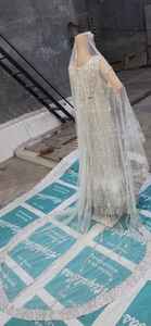 2023 nouvelle belle broderie lourde robe de mariée soie coton robe ornée cristal verre perles pierre Dabka travail vêtements de mariage - Product Image 3