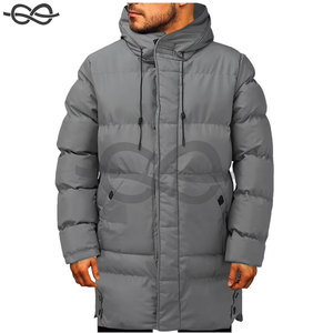 Winter Long Sleeve Puffer <b>Jacket</b> for <b>Men</b> Casual Solid Stand Collar Hooded Parka with High Street Style Warm - Product Image 2