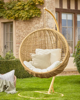 Fauteuil suspendu en forme d'œuf, hamac de patio, chaise suspendue, panier en rotin, hauteur réglable, utilisation intérieure et extérieure