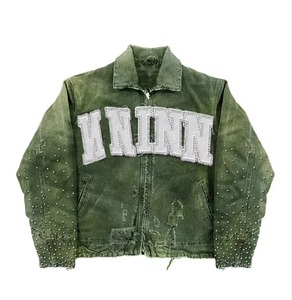 Clothing Manufacturer High Quality Jacket Men Heavyweight Denim Jeans Women's Jacket Custom Embroidery Vintage Rhinestone Work - Product Image 5