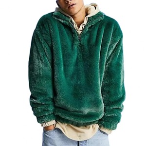 Thermique hommes vestes hiver sweat demi fermeture éclair col haut en peluche garder au chaud veste hommes hiver sweats à capuche pull ample - Product Image 5