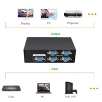 Répartiteur vidéo VGA métallique 4 ports 200 MHz 1600x1280P, amplificateur 1 entrée 4 sorties et commutateur audio-vidéo pour TV et ordinateur portable