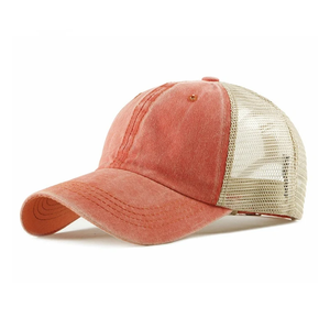 Chapeaux de baseball lavés en maille de coton uni Curve Bill Casquettes de camionneur effet vintage délavé Logo personnalisé Chapeaux de sport non structurés - Product Image 4