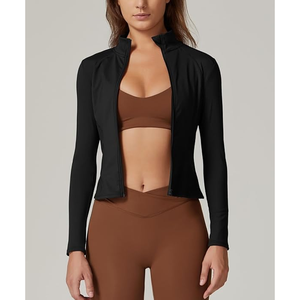 2025 ropa de entrenamiento atlético con bolsillos para mujer chaquetas ligeras con cremallera Mock Turtleneck Fall Hoodies - Product Image 4