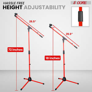 5 Core Mic Stand Floor Height Adjustable <b>Tripod</b> Microphone Stands w Extending Telescoping Boom Arm - Product Image 2