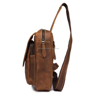 Sac bandoulière poitrine en cuir véritable ALBORZ, personnalisé, style vintage moto, portable, pour voyage et randonnée – Vente directe usine