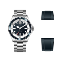 Reloj de Cuarzo AURORA con Correa de Malla de Acero Inoxidable Estilo Deportivo, Esfera de Cristal de Zafiro de 42 mm, Manecillas con Indicadores Luminosos, Movimiento 10