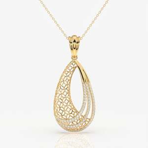 Dina Trellis รอบตัด Moissanite จี้เพชรกับทอง18K เสร็จสร้อยคอเสน่ห์ทันสมัย - Product Image 1