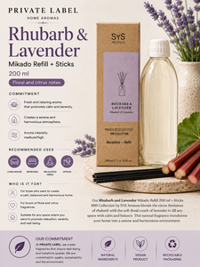 Private Label Rhubarb & Lavender <b>Reed</b> <b>Diffuser</b> Refill 200ml OEM | Mikado Refill with Sticks | Spain EU - Product Image 3