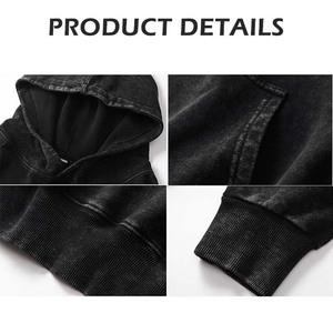 Vente en gros de pull en coton éponge français de haute qualité 400 GSM avec logo personnalisé, sweats à capuche vintage sans ficelle pour hommes - Product Image 2