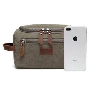 Trousse cosmétique pour hommes Trousse de toilette de voyage en toile personnalisée pour hommes Trousse de toilette de rasage pour salle de bains en plein air Trousse de toilette Dopp - Product Image 4