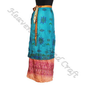 Sari Wrap <b>Skirt</b> <b>Long</b> Silk Wrap <b>Skirts</b> Boho Stylish Multi Color Summer Wear Comfortable Fashion Hippie Style Free Size <b>Gypsy</b> - Product Image 1