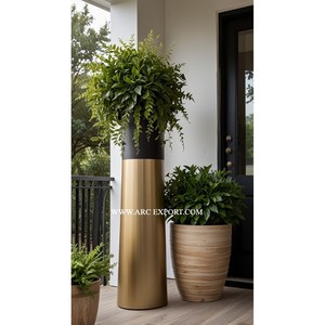 Juego de 4 macetas de flores y macetas de latón macizo chapado en oro para interiores, nueva colección de moda, macetas de flores modernas - Product Image 3