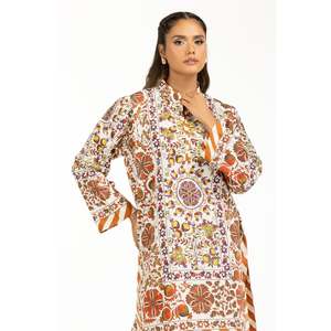 Conjunto de Dos Piezas Estilo Bohemio para Mujer, Color Beige, Estampado Cambric, por Encima de la Rodilla, para Primavera/Verano - Product Image 5