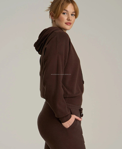 Pull à capuche oversize XXL pour femme, en polaire polyester/coton, à épaules tombantes, col rond, avec cordon de serrage, style hip-hop, pour l'hiver - Product Image 3