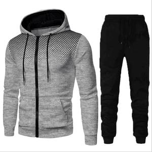 2025 hombres invierno Casual 100% algodón transpirable secado rápido con capucha deportes conjunto cremallera Sudadera con capucha y pantalones deportivos conjunto de dos piezas - Product Image 4