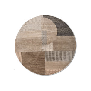 Tapis en laine et soie de bambou noué à la main Kavi Ivory, collection Chaos Theory - Esk-459, rectangulaire, patchwork, pour la maison, le salon, le couloir - Product Image 1