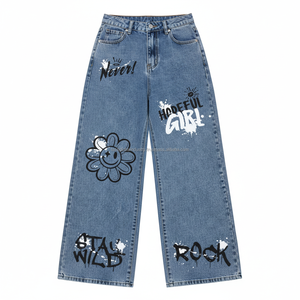 Pantalones Vaqueros Anchos Estilo Y2K, Estampado de Grafiti de Dibujos Animados, Estilo Urbano, Pantalones Cargo Holgados para Hombre con Bolsillos - Product Image 4