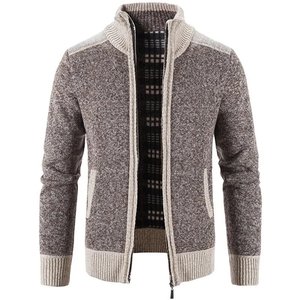 Personnalisé automne et hiver rembourré chaud épais tricots à manches longues lâche manteau décontracté fermeture éclair hommes cardigan - Product Image 2