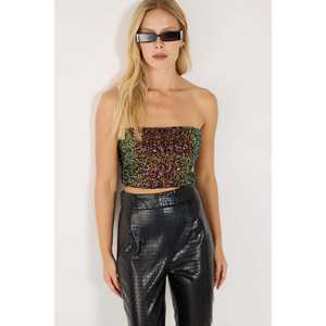 Bustier sans bretelles à paillettes - Product Image 2