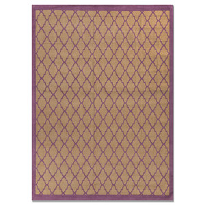 Alfombra Rectangular Rosa y Morada de Poliéster Tejido Plano Hecha a Mano por Indusbar, para Pasillo, Coche, Dormitorio, Alfombra de Yute para Coche - Product Image 1