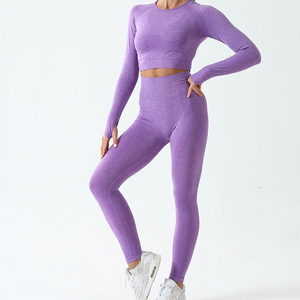 Customized Logo Lace Women's Gym Sets 2-Piece Fitness Yoga Sportswear Solid Pattern Sports Bra Legging Belt Plus Size Washed - Product Image 2