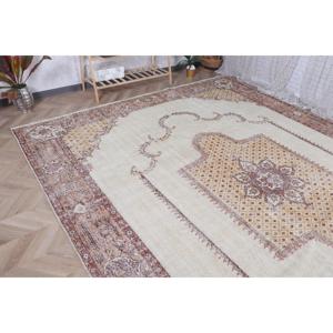 0.8x12 ft Turkish Rug, Vintage Rug, <b>Brown</b> Plants & trees <b>Wool</b> Rug - Product Image 4