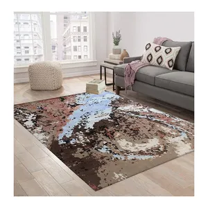 Custom Manufacturer High low Cut Tibbetan Wool Bamboo Silk Embossed 3D Modern Design Weave Indo Tibbetan Nepali Rug Carpet