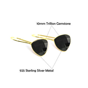 Calcédoine bleue à facettes trillion forme pierre précieuse 925 argent Sterling métal lunette réglage balancent boucle d'oreille bijoux pour femmes - Product Image 4