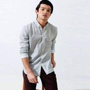 เสื้อเชิ้ตแขนสั้นลำลองทรงเข้ารูปสำหรับผู้ชาย ผ้าฝ้ายฟลานเนล 100% กระดุมเขาสัตว์ ใส่ได้ทุกฤดู - Product Image 6