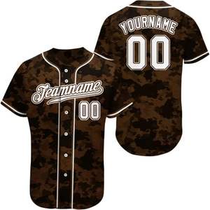 Camiseta de béisbol/softbol de manga corta personalizada de camuflaje, uniforme de equipo con botones, nombre personalizado, número, sublimación, ropa deportiva - Product Image 6
