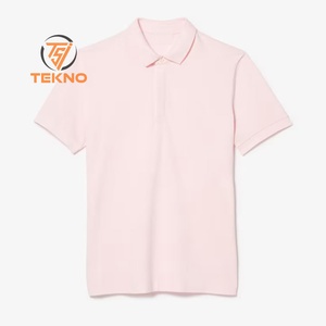 Polo de piqué de algodón elástico de color marrón claro 100% de corte regular con logotipo bordado personalizado con tapeta de botón oculta y costilla - Product Image 6