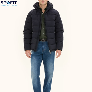 Veste matelassée imperméable à capuche pour homme, vente en gros, OEM, impression personnalisée avec logo, veste d'hiver décontractée, poches - Product Image 2