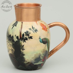 Handcrafted Decorative Metal Pitcher Vintage Floral <b>Water</b> Jug Elegant Table Accent Design - Product Image 1