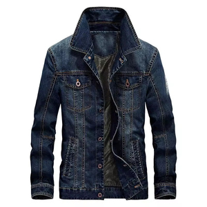 Veste en jean pour homme OEM, vêtement décontracté d'extérieur, fermeture éclair, col montant, logo sur le devant, coupe classique, veste en jean - Product Image 1