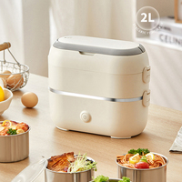 Boîte à lunch électrique de style moderne, facile à utiliser, chauffe-aliments, bol intérieur en acier inoxydable 304, double couche, 2L, avec certification