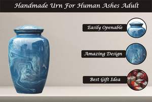 Adult Cremation Urns for Male/Female Funeral Urn for Human Ashes Decorative Urns for Ashes Large <b>Keepsake</b> <b>Box</b> (Sky-Blue) - Product Image 2