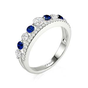 Jeulia Custom Double Row Round Cut Wedding Band-18K Gold Plated Brass Geometric <b>Ring</b> <b>for</b> <b>Women</b> - Product Image 2