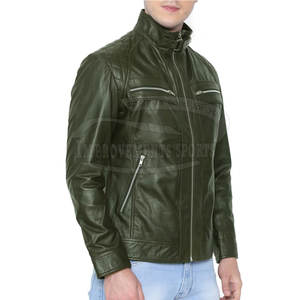 Veste en cuir à fermeture éclair à col montant pour hommes de haute qualité Tissu d'hiver à capuche dans toutes les couleurs et tailles État neuf - Product Image 2