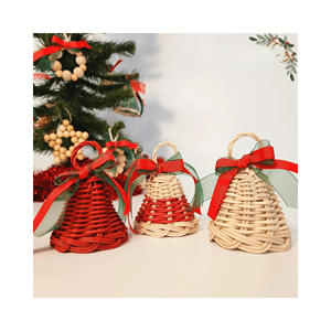 Cloche de Noël en rotin fait main design accrocheur ornement d'arbre suspendu du Viet Nam pour la décoration hoiliday - Product Image 1