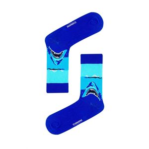 <b>Colorful</b> Shark Patterned Torn Unisex Black Medium Silhouette Knit <b>Socks</b>-Single Pack - Product Image 1